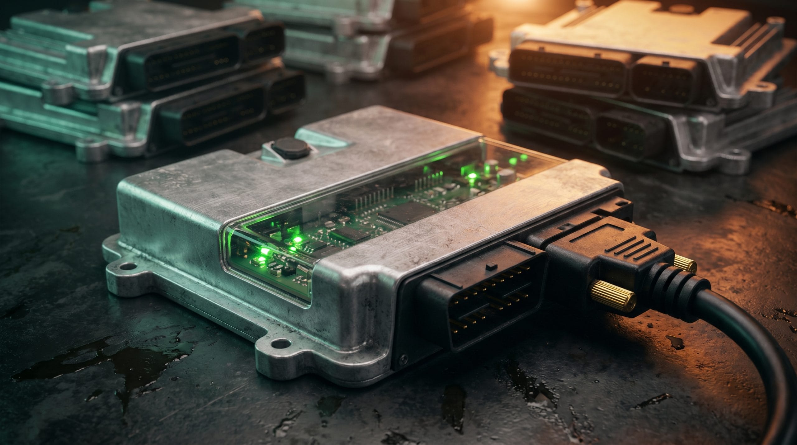 EcuRemapPro módulo ECU aislado con LED verde Palma